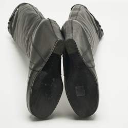 Pre Owned Rick Owens Black Leather Platform Knee Length Boots Size 40