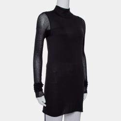 Pre Owned Rickowenslilies Black Knit turtleneck Long Sleeve Mini Dress M