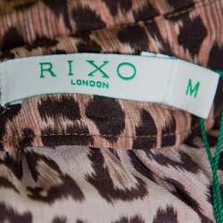 Rixo Brown Animal Print Silk Blouse M