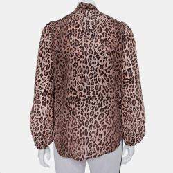 Rixo Brown Animal Print Silk Blouse M