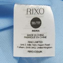 Pre Owned Rixo Simone Blue Lurex Brocade Crepe V-Neck Long Dress XXS