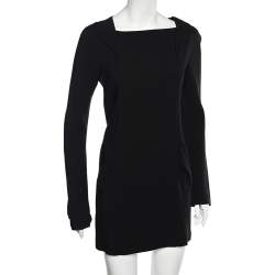 RM by Roland Mouret Black Crepe Draped Detail Midi Dress M