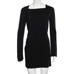 RM by Roland Mouret Black Crepe Draped Detail Midi Dress M