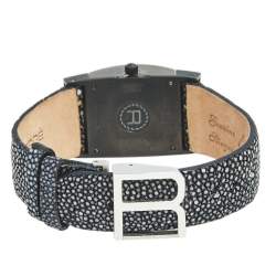 Pre Owned Roberge Black PVD Coated Stainless Steel Stingray Black Diamond Corvus Women's Wristwatch 26 mm