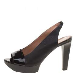 Robert Clergerie Black Leather Slingback Sandals Size 38