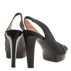 Robert Clergerie Black Leather Slingback Sandals Size 38
