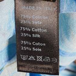 Roberto Cavalli Beachwear Blue Printed Cotton & Silk Kaftan L/XL