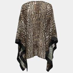 Roberto Cavalli Beachwear Brown Animal Print V Neck Kaftan M
