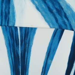 Pre Owned Roberto Cavalli Blue Abstract Stripe Printed Jersey Maxi Skirt L