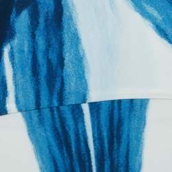 Pre Owned Roberto Cavalli Blue Abstract Stripe Printed Jersey Maxi Skirt L