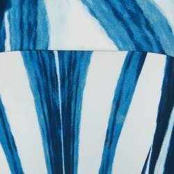 Pre Owned Roberto Cavalli Blue Abstract Stripe Printed Jersey Maxi Skirt L