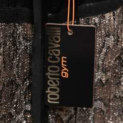 Roberto Cavalli Gym Brown Metallic Sequined Jogger Pants M