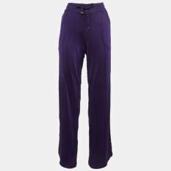 Pre Owned Roberto Cavalli Gym Purple Crepe Side Sequin Trim Trousers L