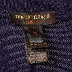 Pre Owned Roberto Cavalli Gym Purple Crepe Side Sequin Trim Trousers L
