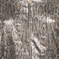 مملوكة مسبقًا Roberto Cavalli Gym Metallic Gold Snakeskin Patterned Polyester Sequin Sweatshirt & Jogger Set M