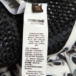 مملوكة مسبقًا Roberto Cavalli Gym Black/Grey Printed Jersey & Mesh Tank Top S