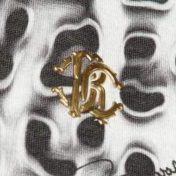 مملوكة مسبقًا Roberto Cavalli Gym Black/Grey Printed Jersey & Mesh Tank Top S