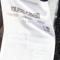 مملوكة مسبقًا Roberto Cavalli Gym Black/Grey Printed Jersey & Mesh Tank Top S