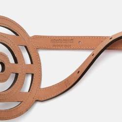 Pre Owned Roberto Cavalli Pink/Beige Leopard Print Leather Strappy Wide Belt 75CM