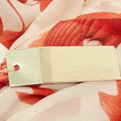 Pre Owned Roberto Cavalli Cream Bird and Leave Print Silk Rectangular Stole 