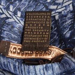 Pre Owned Roberto Cavalli Blue Snake Print Silk Metallic Stole