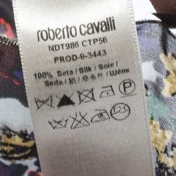 مملوكة مسبقًا Roberto Cavalli Black Shimmer Floral Print Silk Stole
