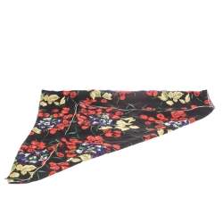 مملوكة مسبقًا Roberto Cavalli Black Shimmer Floral Print Silk Stole