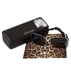 Pre Owned Roberto Cavalli Black Acetate Minkar Square Sunglasses