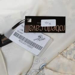 Pre Owned وشاح روبرتو كافالي حرير ساتان كريمي بطبعة زهور