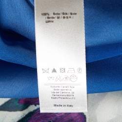 Pre Owned Roberto Cavalli Blue Printed Silk Kaftan Top M