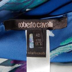 Pre Owned Roberto Cavalli Blue Printed Silk Kaftan Top M