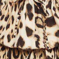 Pre Owned Roberto Cavalli Brown Leopard Print Silk Jumpsuit M