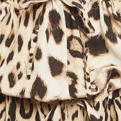 Pre Owned Roberto Cavalli Brown Leopard Print Silk Jumpsuit M