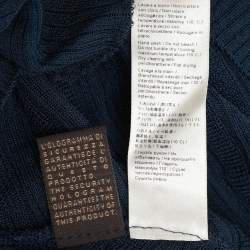 مملوكة مسبقًا Roberto Cavalli Navy Blue Knit Ruffled Detail Top M 