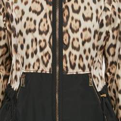 Pre Owned Roberto Cavalli Black Jaguar Print Synthetic Heritage Jacket M