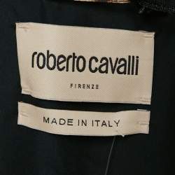 Pre Owned Roberto Cavalli Black Jaguar Print Synthetic Heritage Jacket M