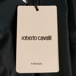 Pre Owned Roberto Cavalli Black Jaguar Print Synthetic Heritage Jacket M