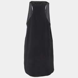 Pre Owned Roberto Cavalli Black Silk Bead Detail Sleeveless Top M