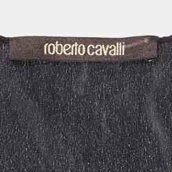 Pre Owned Roberto Cavalli Black Silk Bead Detail Sleeveless Top M