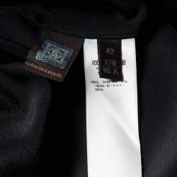 Pre Owned Roberto Cavalli Black Silk Bead Detail Sleeveless Top M