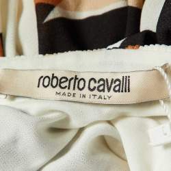 Roberto Cavalli White Macro Tiger Twiga Print Knit Cut-Out Mini Dress S