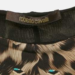 Pre Owned Roberto Cavalli Brown Printed Jersey Short Dress S