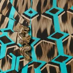 Pre Owned Roberto Cavalli Brown Printed Jersey Short Dress S