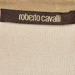 Pre Owned Roberto Cavalli Gold Knit Sequin Embellished Sleeveless Top M