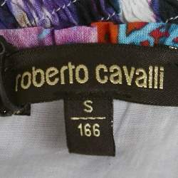 Roberto Cavalli White Floral Print Cotton Smock Detail Jumpsuit S