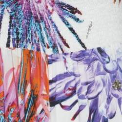 Roberto Cavalli White Floral Print Cotton Smock Detail Jumpsuit S