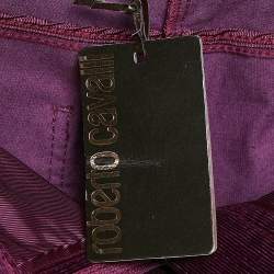 Pre Owned Roberto Cavalli Purple Corduroy Wide Leg Trousers M