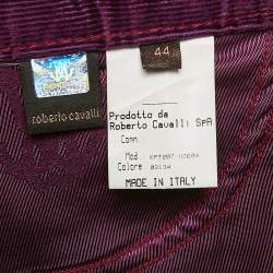 Pre Owned Roberto Cavalli Purple Corduroy Wide Leg Trousers M