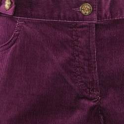 Pre Owned Roberto Cavalli Purple Corduroy Wide Leg Trousers M