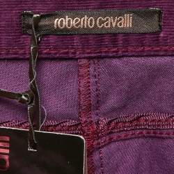 Pre Owned Roberto Cavalli Purple Corduroy Wide Leg Trousers M